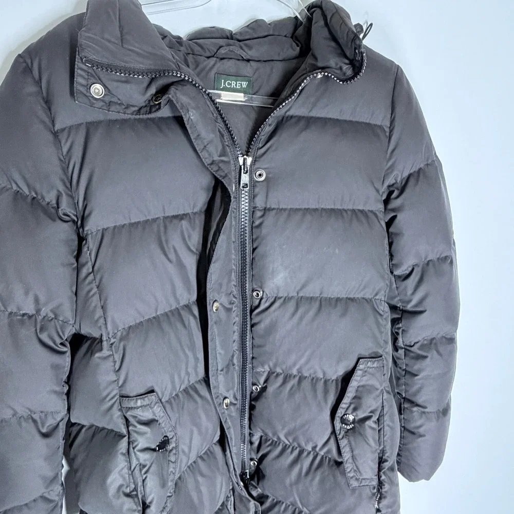 J.Crew Womens Black Puffer Down Long Parka Coat 96696 Medium